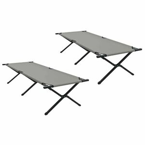 vidaXL Összecsukható Kemping Ágy 2 pcs Szürke 210 x 80 x 46 cm kép