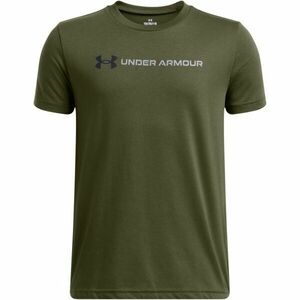 Under Armour LOGO WORDMARK Gyerek póló, sötétzöld, méret XL kép