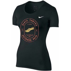 Rövid ujjú póló Nike W Pro TOP SS ALL OVER MESH Zlatá tretra kép