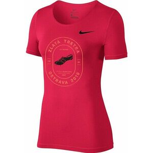 Rövid ujjú póló Nike W Pro TOP SS ALL OVER MESH Zlatá tretra kép