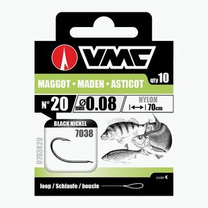 VMC Maggot methode vezető hurok horog és horogelőke + zsinór 10 db fekete nikkel 703810 (Maggot 703810) kép