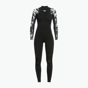 Női búvárruha ROXY 3/2 Elite XT ST Printed FZ GBS 2021 true black/black flowers (3/2 mm Elite Chest Zip GBS ERJW103135-KVJ7) kép