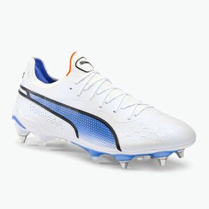 PUMA King Ultimate MXSG férfi futballcipő puma fehér/puma fekete/kék csillogás/ultranarancs (King Ultimate MxSg 107098 01) kép