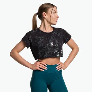 Női Gymshark KK Twins Raw Raw Crop Top fekete/szürke (KK Twins Raw Crop Top B2A2M-GBD1-BW1) kép