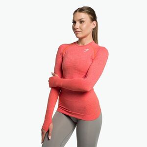 Női hosszú ujjú edzős top Gymshark Vital Seamless Top piros/narancs/fehér (Vital Seamless Top B1A3B-OBCG-AI1) kép