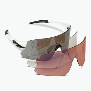 Tifosi Rail fehér fekete/fekete/füst/ac piros/tiszta kerékpáros szemüveg (Rail 1710104801) kép