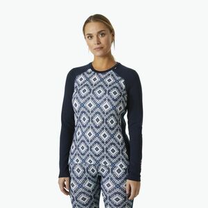 Női termál pulóver Helly Hansen Lifa Merino Midweight Gra Crew navy star pixel (Lifa Merino Midweight Graphic Crew 49379_599) kép