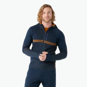 Férfi Smartwool Intraknit Merino Tech deep navy-fox barna termikus melegítő pulóver (Intraknit Merino Tech 1/2 Zip Hoodie SW016802M38) kép