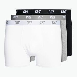 Férfi CR7 Basic Trunk boxeralsó 3 pár fehér/szürke melange/fekete (Basic Trunk 300-8100-4900-633) kép
