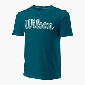 Férfi teniszpóló Wilson Script Eco Cotton Tee kék/korall színű (Script Eco Cotton Tee Slimfit WRA806608) kép