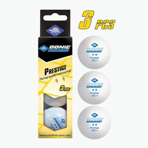 Asztalitenisz labdák Donic-Schildkröt 2-Stars Prestige Poly 40+ 3db. white (2-Stars Prestige Poly 40+ 3szt. 608322) kép