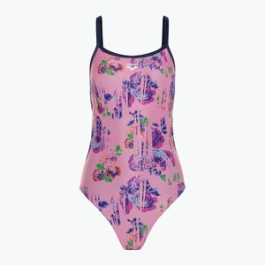 Női egyrészes fürdőruha arena Rose Texture fürdőruha Xcross Back multi rózsaszín/navy (Rose Texture Swimsuit Xcross Back 006641/907) kép