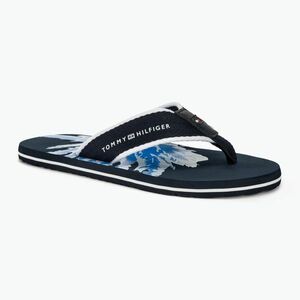 Férfi flop-flop papucs Tommy Hilfiger Palm Print Beach Sandal desert sky (Palm Print Beach Sandal FM0FM05026) kép