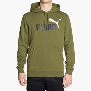Férfi pulóver PUMA Essentials+ Two-Tone Big Logo Hoodie TR olive green (Essentials+ Two-Tone Big Logo Hoodie TR 586765) kép
