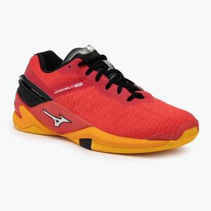 Férfi kézilabda cipő Mizuno Wave Stealth Neo radiant red/white/carrot curl (Wave Stealth Neo X1GA200001) kép