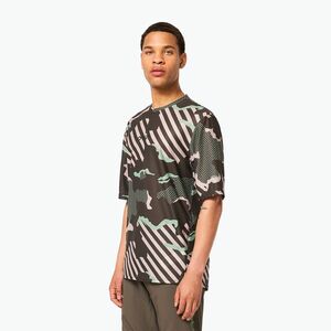 férfi kerékpáros mez Oakley Ride Free green stripe/grip camo (Ride Free SS FOA406236) kép