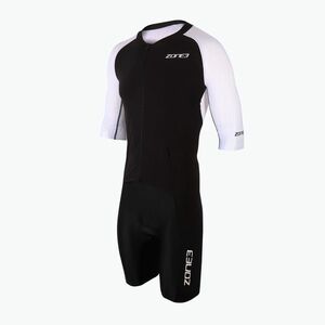 Férfi triatlonruha ZONE3 Lava Long Distance Full Zip Aero Suit black/white/red (Lava Long Distance Full Zip Short Sleeve Aero Suit TS20MLAS101) kép