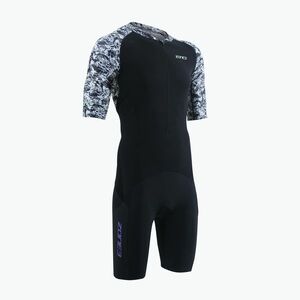 Férfi triatlonruha ZONE3 Lava Short Sleeve Trisuit white/gravel (Lava Trisuit TS23MLSS109) kép