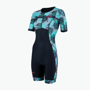Női triatlonruha ZONE3 Activate+ Short Sleeve Trisuit tribal rush/black/khaki (Activate+ Trisuit TS24WMOMII101) kép