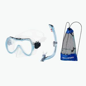 AQUA-SPEED Enzo + Evo gyermek snorkeling szett maszk + snorkel + táska világoskék (Enzo + Evo 8223) kép