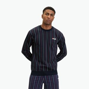 Férfi pulóver FILA Lobito Pinstriped Crew black iris/two color stiped (Lobito Pinstriped Crew FAM0656) kép