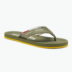 Férfi Tommy Hilfiger Comfort Beach Sandal katonai zöld szandál flip flopok (Comfort Beach Sandal FM0FM05096MSH) kép