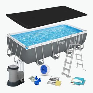 Fémvázas medence Bestway Power Steel Rectangular Pool Set 56465N 549 x 274 cm sötétszürke (Power Steel Rectangular Pool Set 56465N) kép
