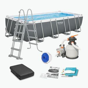 Fémvázas medence Bestway Power Steel Rectangular Pool Set 56466N 549 x 274 cm sötétszürke (Power Steel Rectangular Pool Set 56466N) kép