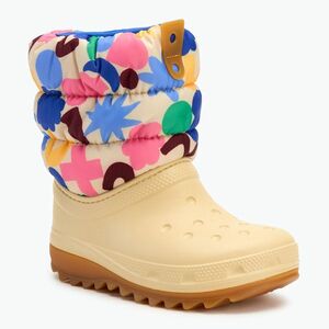 Crocs Classic Neo Puff Geo Shapes hócipő gyerek shitake/multi (Classic Neo Puff Geo Shapes Boot Kids 210410-2ET) kép