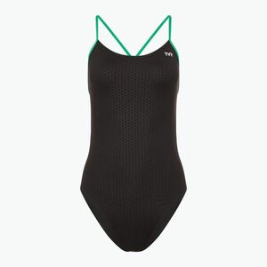 Női egyrészes fürdőruha TYR Hexa Cutoutfit fekete/zöld (Hexa Cutoutfit CHEX7A_014) kép