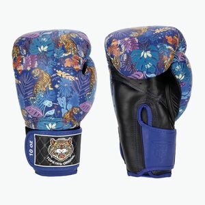 Top King Boxing Wild Tiger fekete/kék bokszkesztyűk (Boxing Wild Tiger TKBGWT-BK-BU) kép