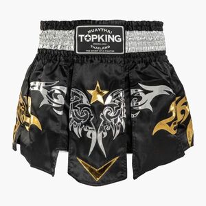 Top King Thai Boxing edzőnadrág fekete/fehér/arany (Thai Boxing TKTBS-110) kép