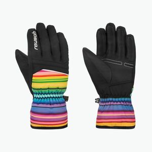 Gyerek síkesztyű Reusch Alan Junior black/multicolour lines (Alan Junior 6461115-7492) kép
