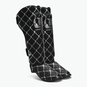 Top King Chain Semi Leather fekete/ezüst sípcsont- és lábfejvédők (Shin Guards Chain Semi Leather TKSGCH-SL-BK-SV) kép