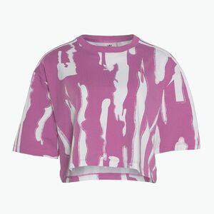 Női adidas Thebe Magugu Allover Print Crop Tee semi pulse lila/fehér póló (Thebe Magugu Allover Print Crop Tee HK5199) kép
