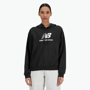 Női New Balance francia frottír Stacked Logo kapucnis pulóver fekete (French Terry Stacked Logo Hoodie WT41504BK) kép