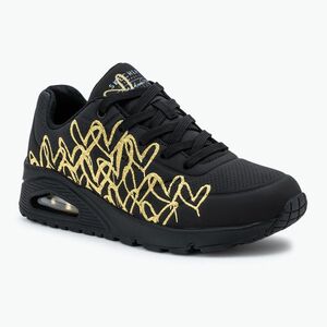 Női cipő SKECHERS JGoldcrown Uno Golden Heart black/multicolor metallic (JGoldcrown Uno Golden Heart 177975 BKGD) kép