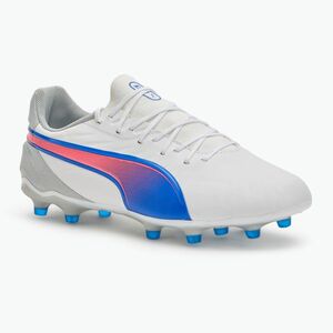 PUMA King Match FG/AG futballcipő puma fehér/kékmáz/szürke/szürke/szürkés fényű futballcipő puma white/bluemazing/flat light grey/sunset glow (King Match FG/AG 107863 02) kép