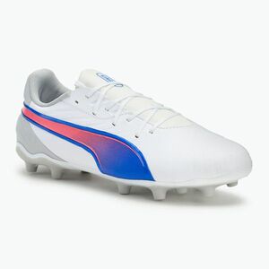 PUMA King Match FG/AG Jr gyermek futballcipő puma fehér/kékmáz/szürke/szürke/szürkés fényű gyermek focicipő (King Match FG/AG Jr 108048 02) kép