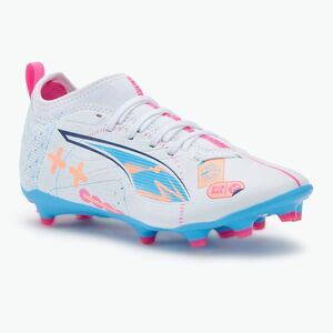 Gyerek focicipő PUMA Ultra 5 Match Vol. Up FG/AG Jr puma white/luminous blue (Ultra 5 Match Vol. Up FG/AG Jr 108065 01) kép