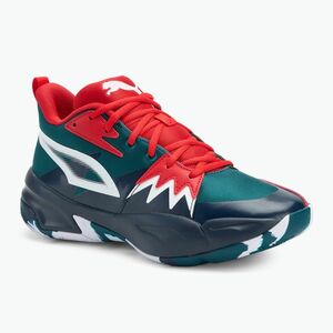 Férfi kosárlabda cipő PUMA Genetics club navy/hidegzöld/for all time red (Genetics 309691 05) kép