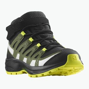Salomon Xa Pro V8 Mid CSWP gyermek túrabakancs fekete/mély zuzmó zöld/biztonsági sárga (Xa Pro V8 Mid CSWP L47289600) kép