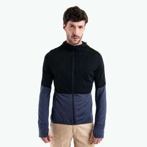 Férfi Icebreaker Merino 200 Realfleece Descender Zip Hoodie fekete/grafit (Merino 200 Realfleece Descender Zip Hoodie IBBA56VZB541) kép