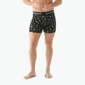Férfi thermo boxeralsó Smartwool Merino Print Boxer Brief black gone camping (Merino Print Boxer Brief Boxed SW017005N54) kép