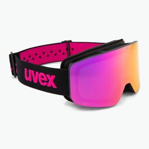 Gyerek síszemüveg UVEX Pwdr FM black matt/mirror pink green clear (Pwdr FM 55/0/850/9030) kép