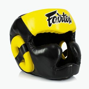 Box fejvédő Fairtex Diagonal Vision Sparring Headguard - Full Head Coverage black/yellow (Diagonal Vision Sparring HG13FH-BK/YW) kép
