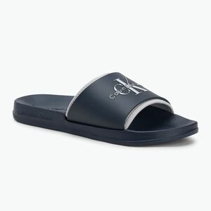 Férfi Calvin Klein YM0YM00361 Slide Rubber Neoprene Monologo navy/oyster mushroom flip-flopok (Slide Rubber Neoprene Monologo YM0YM00361DW4) kép