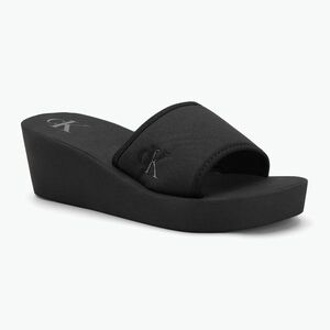 Calvin Klein női flip flop YW0YW01725 Beach Wedge Slide Slide Canvas tripla fekete (Beach Wedge Slide Canvas YW0YW017250GJ) kép