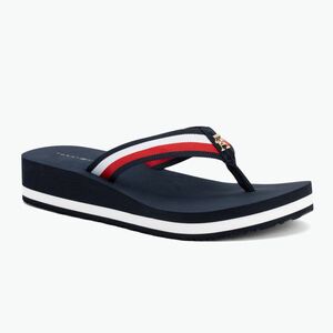 Női flip-flop papucs Tommy Hilfiger Corp Mid Wedge Beach Sandal space blue (Corp Mid Wedge Beach Sandal FW0FW08517DW6) kép