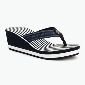 Női flip-flop papucs Tommy Hilfiger Stripes Wedge Beach Sandal space blue (Stripes Wedge Beach Sandal FW0FW08521DW6) kép